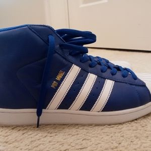 Adidas Pro Model Hi Top Sz 10.5 Blue & Wt Sneakers